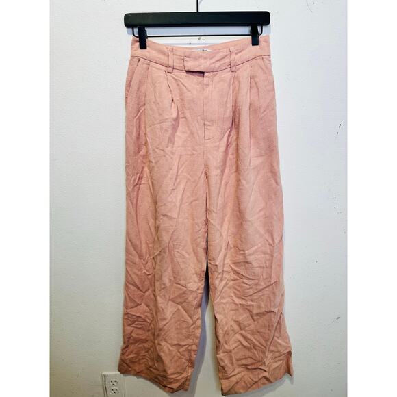EN SAISON Dusty Pink Linen Style Front Zipper Macey Trousers Pants Size Small - Picture 4 of 16